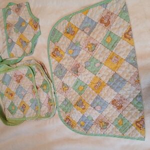 Quilted Baby Blanket and Bib Set